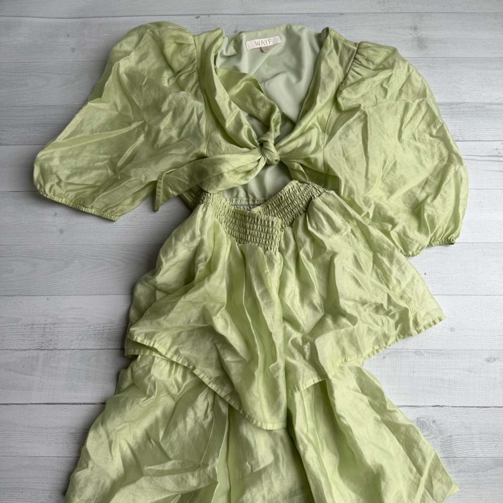 Wayf Tiered Midi Dress Mint Size M - Picture 6 of 14